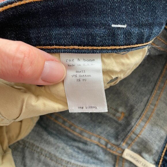 Rag & Bone Straight Leg Denim Jeans Mid Rise Medium Wash Blue 26 - Picture 5 of 11